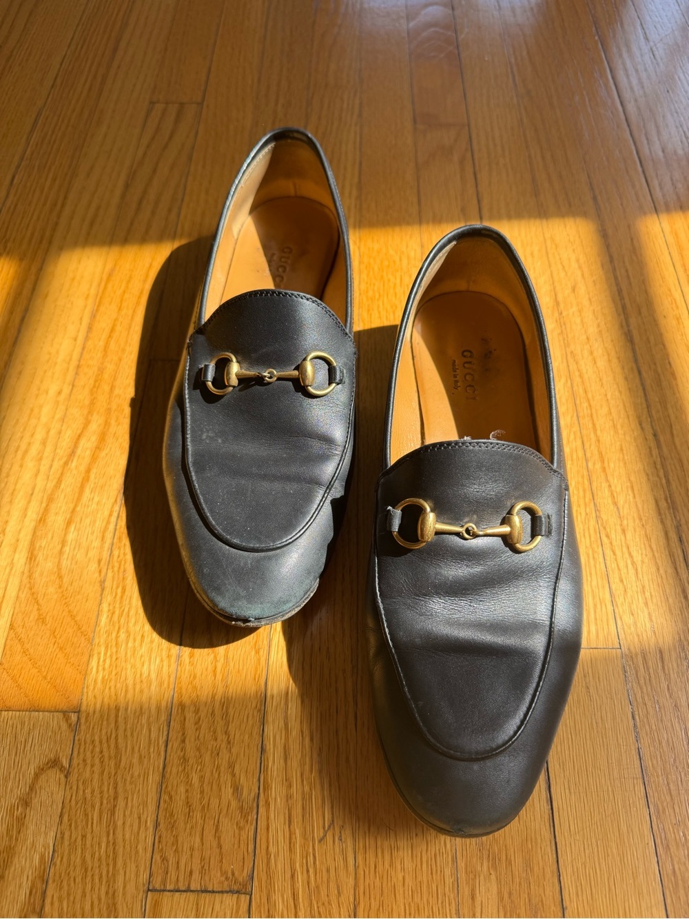 Gucci Women’s Black Leather Horsebit Loafers